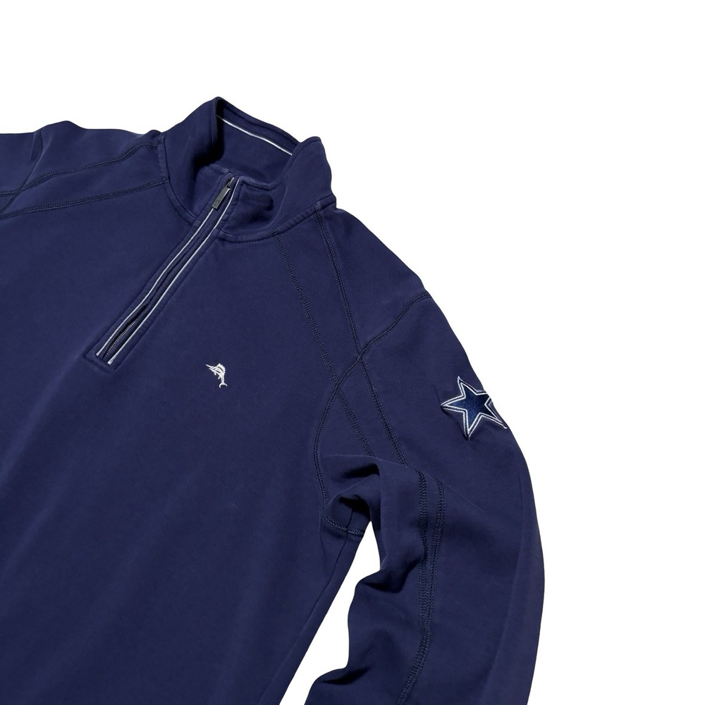 Tommy Bahama NFL Dallas Cowboys 1/4 Zip Pullover Sweatshirt Navy Sz LG 22 x 29 - Picture 3 of 5